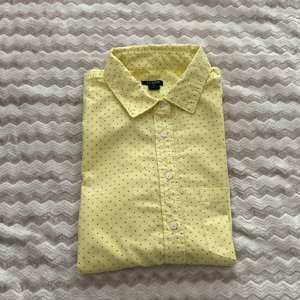 J. Crew Yellow Polka Dot Button Down Size Small